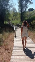 A young tourist in summer visiting the beautiful natural park of donana huelva