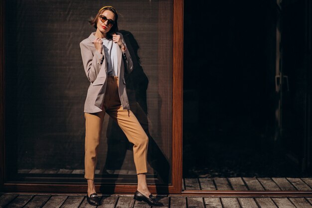 young trendy woman model outside the street