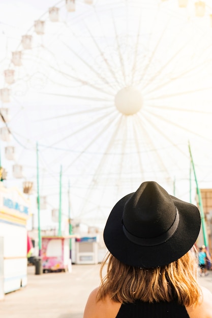 Young woman at amusement park