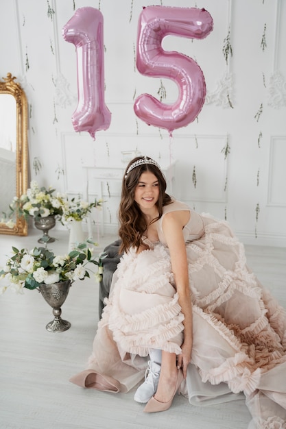 Young woman celebrating her quinceanera