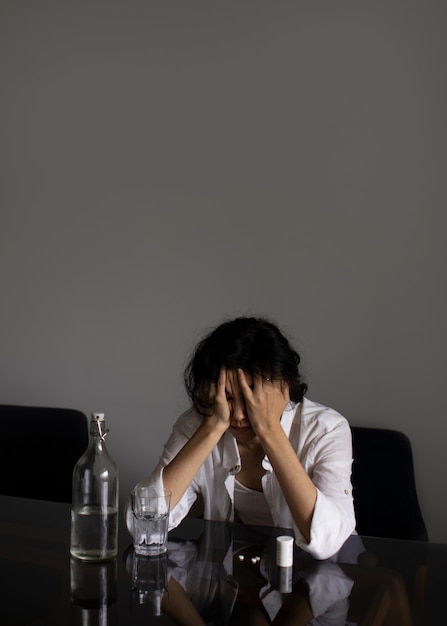 Free photo young woman dealing with anxiety