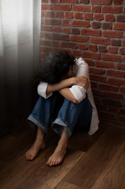 Free photo young woman dealing with anxiety