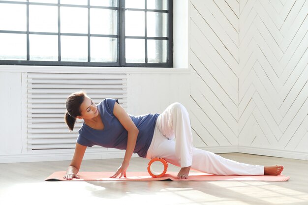 Young woman doing exercises