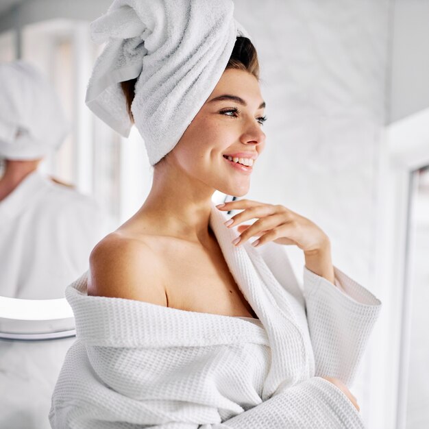 Young woman doing her morning routine