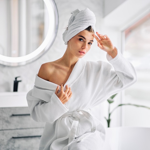 Young woman doing her morning routine