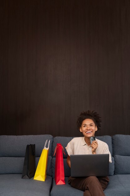 Young woman doing shopping online