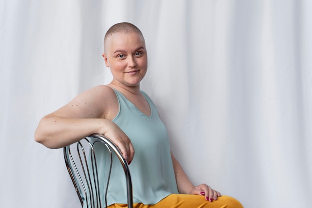 Free photo young woman fighting cancer