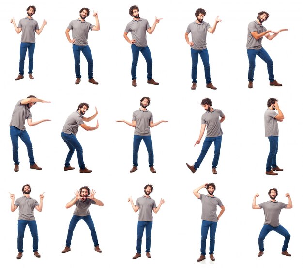 young woman gestures and concepts group