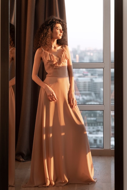 Young woman getting ready for wedding