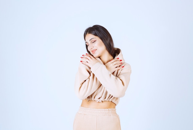 Young woman giving neutral and pretty poses