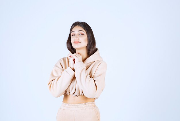 Young woman giving neutral and pretty poses