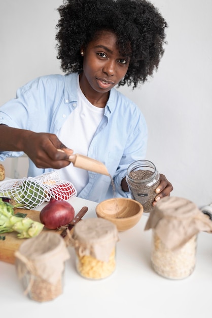 Young woman having a sustainable lifestyle