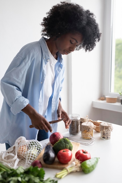 Young woman having a sustainable lifestyle