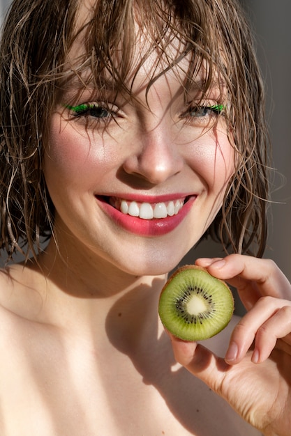 Free photo young woman juicy portrait