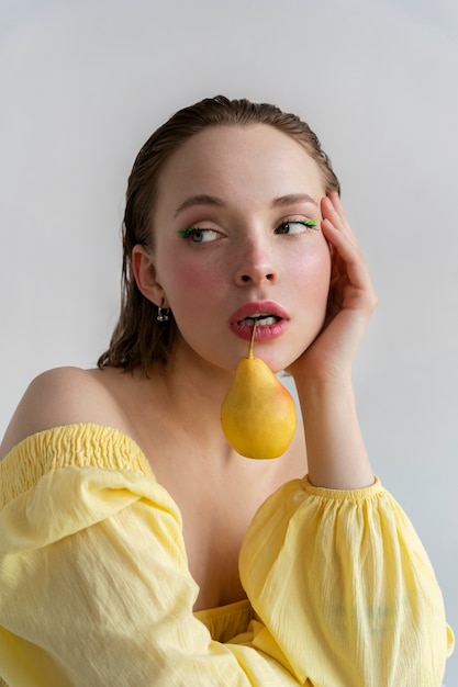 Young woman juicy portrait