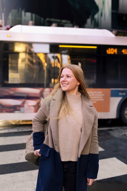 Young woman in the new york city during daytime