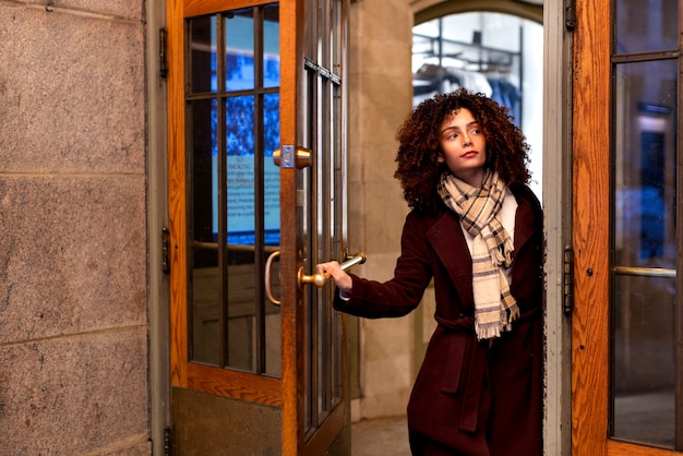 Young woman in new york city during daytime