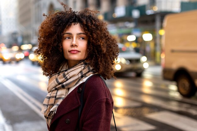 Young woman in new york city during daytime