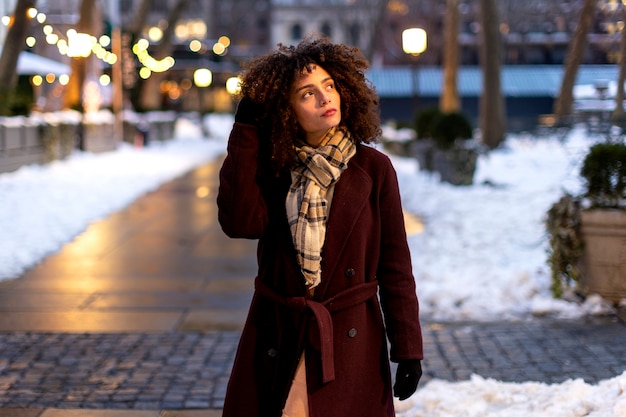 Young woman in new york city during daytime