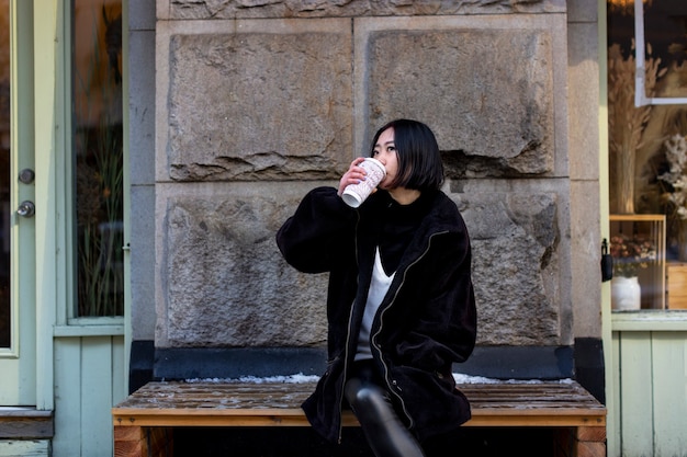 Young woman in new york city during daytime