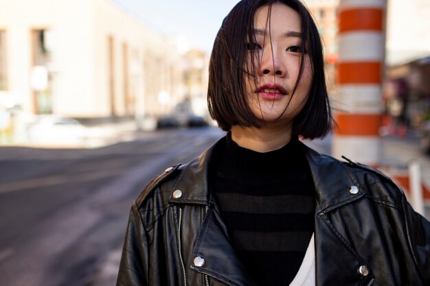 Young woman in new york city during daytime