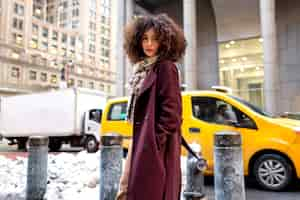 Free photo young woman in new york city during daytime