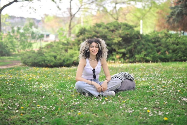 young woman in a park