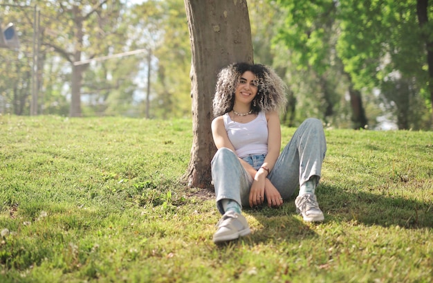 young woman in a park