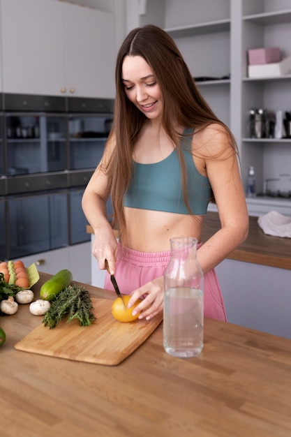 young woman preparing her nutrition diet