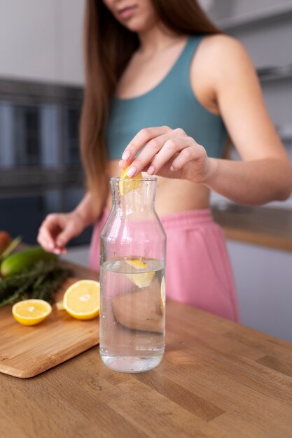 Young woman preparing her nutrition diet