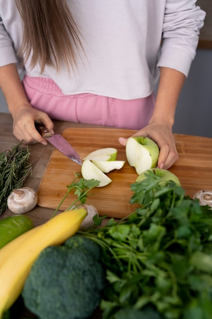 Young woman preparing her nutrition diet