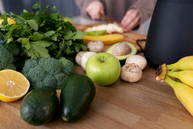 Young woman preparing her nutrition diet