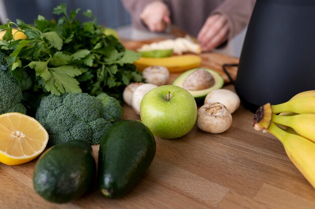 Young woman preparing her nutrition diet