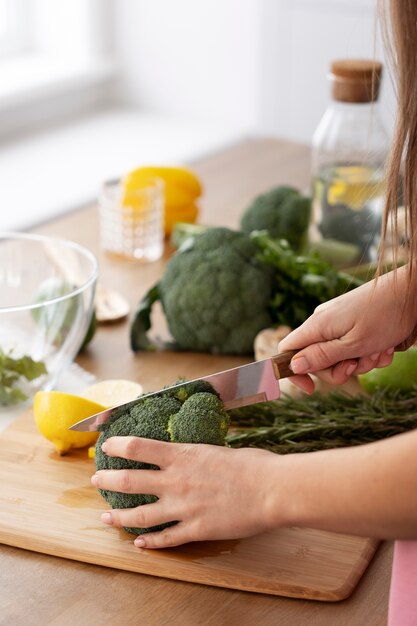 Young woman preparing her nutrition diet