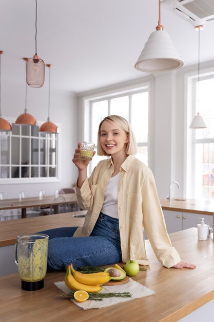 Young woman preparing her nutrition diet