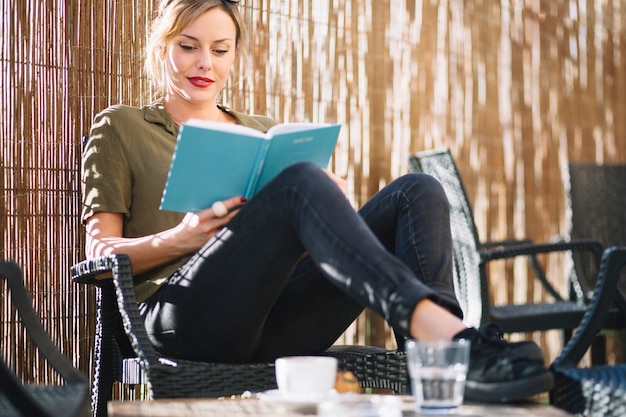 若い、女、読書、リゾート