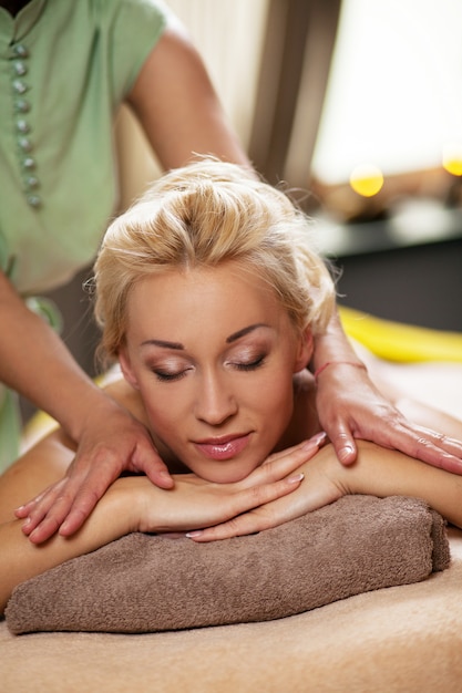 Young woman relax in luxury spa