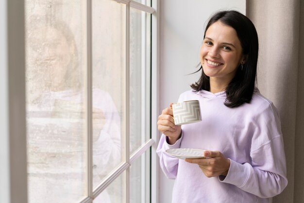 Young woman relaxing indoors