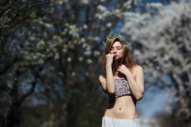 Young woman relaxing outdoors