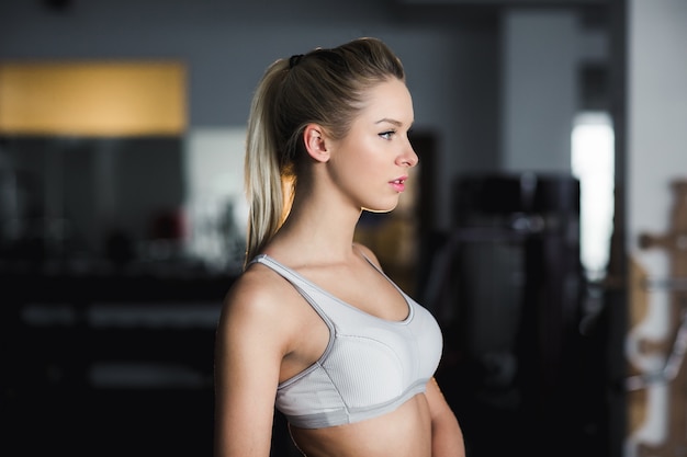 Young woman resting after exercises