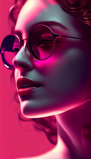 Элегантный портрет молодой женщины в солнцезащитных очках, генеративный AI