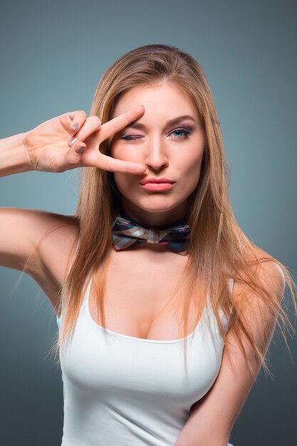 The young woman's portrait with happy emotions