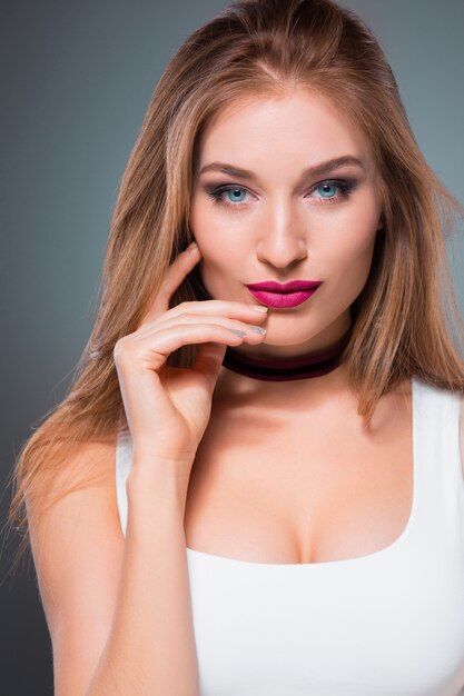 The young woman's portrait with happy emotions