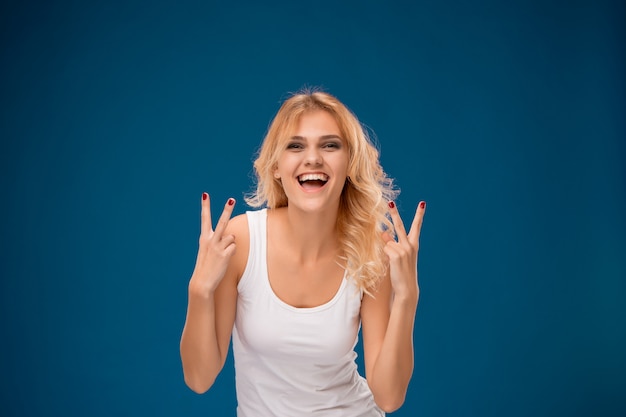 The young woman's portrait with happy emotions