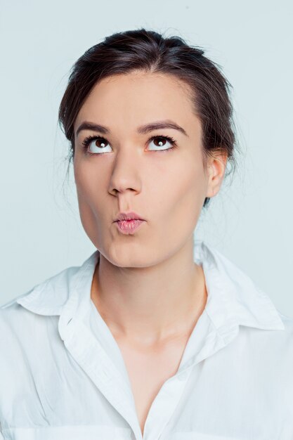 The young woman's portrait with thoughtful emotions