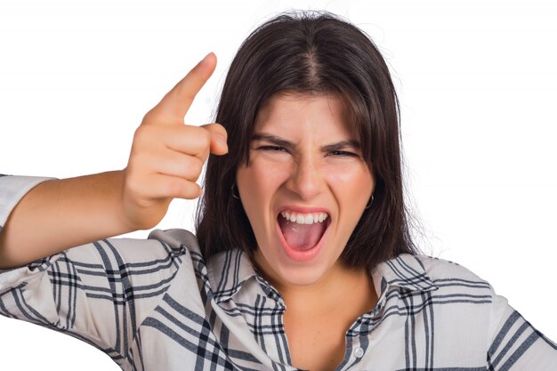 Young woman shouting and screaming.