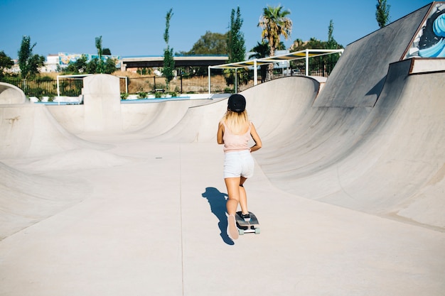 Young woman in the skatepark