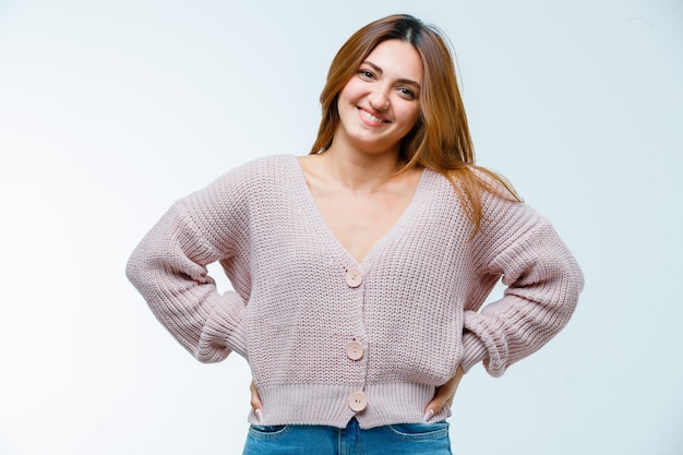 Young woman smiling and looking cheery