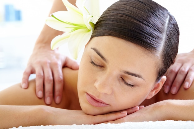 Young woman in spa environment