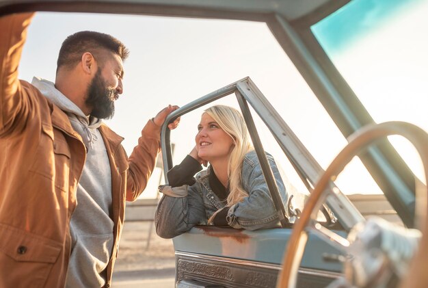 Young woman talking to her boyfriend